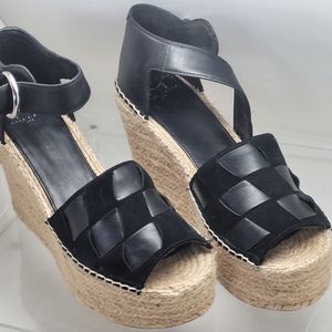 Marc Fisher size 9.5 Black Wedge Espadrilles